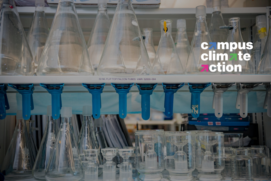 beakers on a shelf
