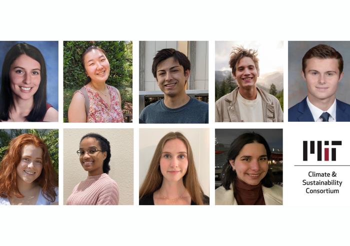 
              MIT undergraduates who participated in MCSC UROPs last fall include: (top row, left to right) Hannah Spilman, Claire Kim, Alfonso Restrepo, Cameron Dougal, and James Santoro; (bottom row, left to right) Tess Buchanan, Kezia Hector...