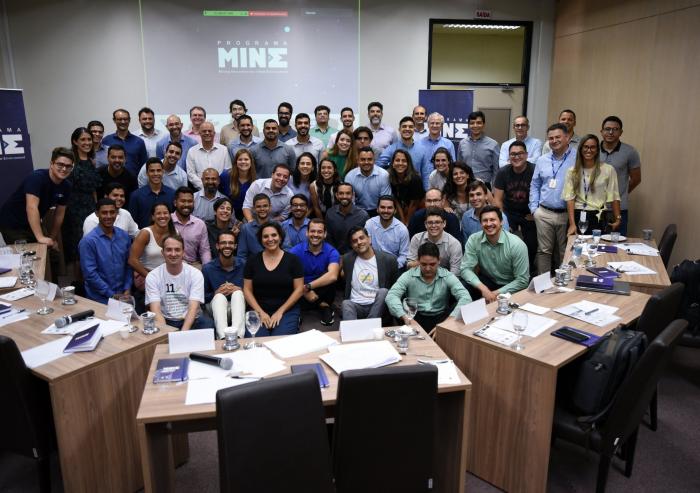 
              MINE Program students and other program participants at a hackathon in Salvador, Brazil, are pictured here before the Covid-19 pandemic interrupted such gatherings.
          