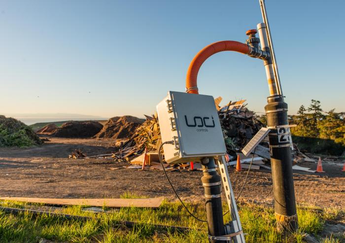 
              The startup Loci Controls, begun at MIT, uses solar-powered devices to improve methane capture at gas collection wells in landfills.
              Courtesy of Loci Controls
      