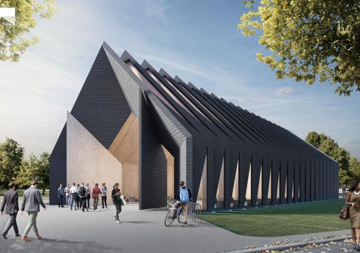 View of the Longhouse Northwest ElevationImage: MIT Mass Timber Design