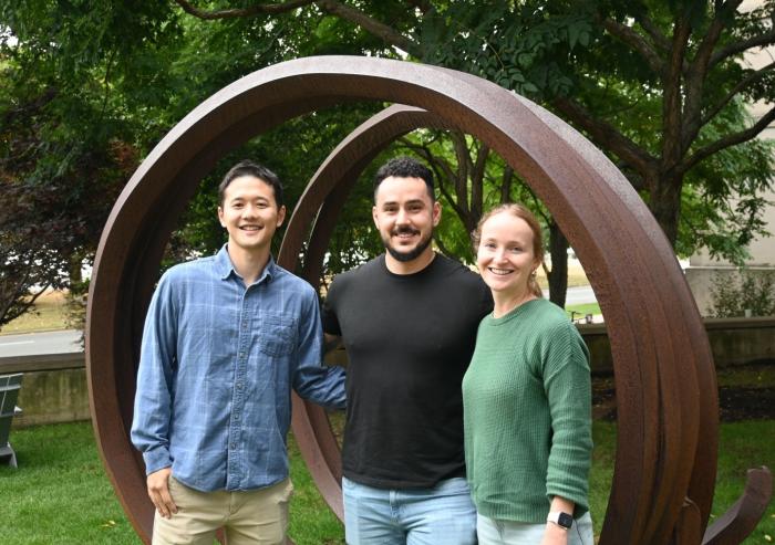 Left to right: MITEC's co-presidents Thomas Lee, Laurențiu Anton, and Rosie Keller