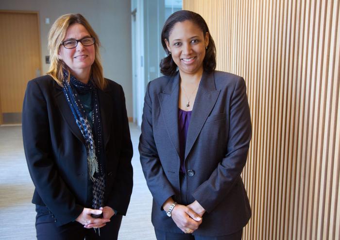 Angela Belcher (left) and Kristala PratherPhoto: Kelley Travers/MIT Energy Initiative