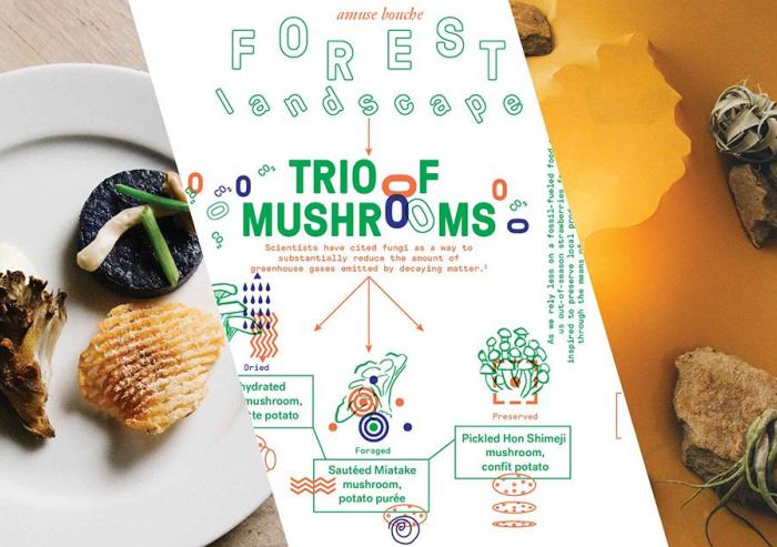 Signifying the forest, the Climate Changed Symposium dinner appetizer was a trio of dried, preserved and foraged mushrooms — fungi known to help the soil store carbon dioxide and thus slow the pace of climate change. Photo: Omnivore Signifying the forest, the Climate Changed Symposium dinner appetizer was a trio of dried, preserved and foraged mushrooms — fungi known to help the soil store carbon dioxide and thus slow the pace of climate change. Photo: Omnivore