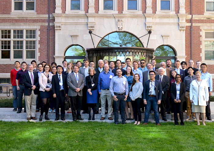 Participants in the Metals and Minerals for the Environment initiative’s first public symposium on May 11 and 12 at MIT gathered for a group shot outside Fariborz Maseeh Hall. Photo: Davide Ciceri