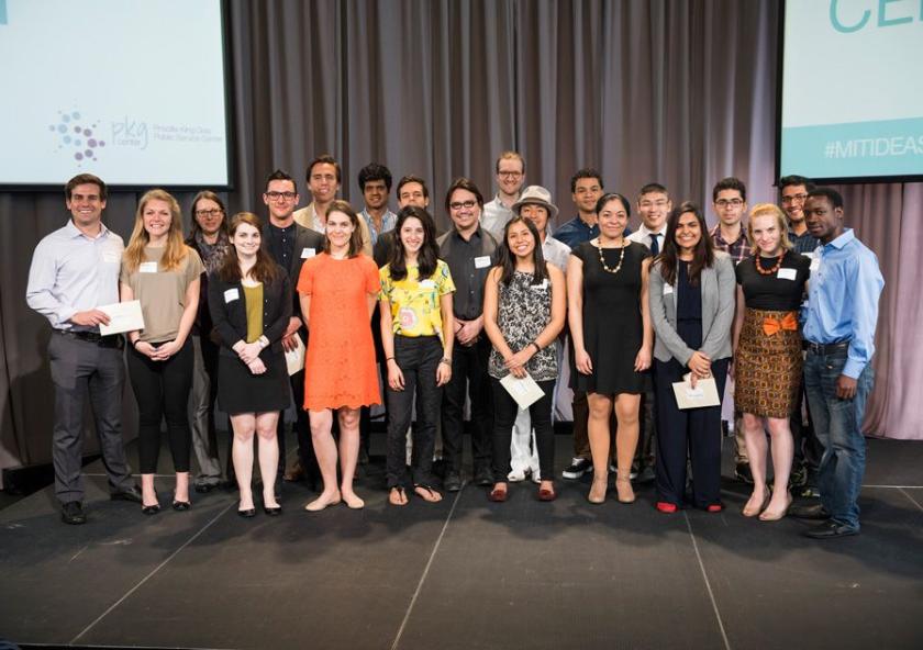 All winning teams of the annual IDEAS Global Challenge, held Saturday, April 29, in the MIT Media Lab. Photo: Dominick Reuter All winning teams of the annual IDEAS Global Challenge, held Saturday, April 29, in the MIT Media Lab. Photo: Dominick Reuter