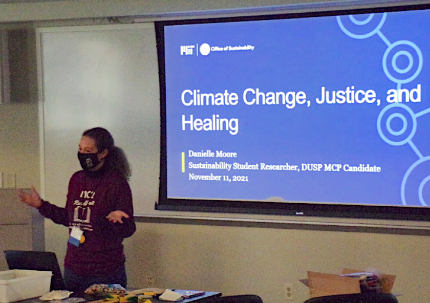 Danielle Moore giving presentation at MC2 conference