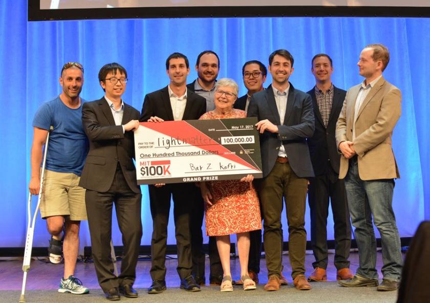 The winning team Lightmatter pose with organizers and friends.Photo: Samuel Adelman