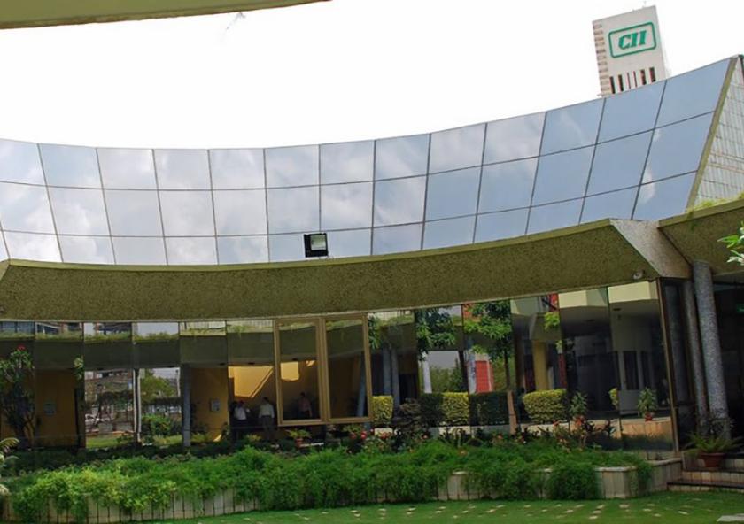 Solar panels cover the roof of the CII-Godrej Green Business Center in Hyderabad, India.Photo courtesy of the Natural Resources Defense Council