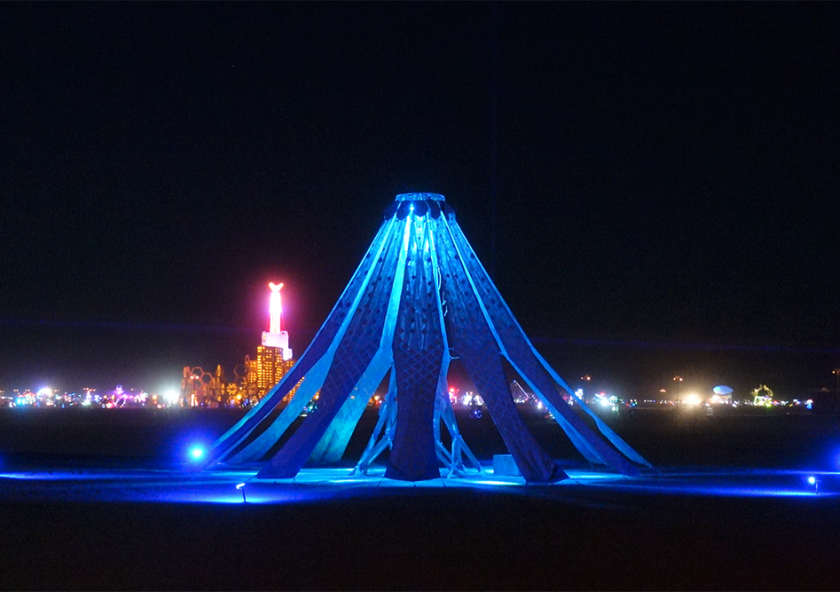 
              Night view of the Living Knitwork Pavilion at Burning Man 2023
              Photo: Irmandy Wicaksono
      