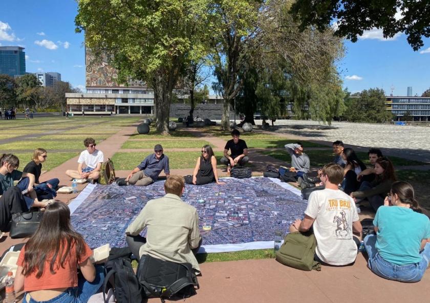 MIT professors Eran Ben-Joseph and Mary Anne Ocampo (back row, center) led a session for the “Industrial Urbanism: Site Planning, Environmental Systems, and Energy Transition” class at the Universidad Nacional Autónoma de México (UNAM) campus in Mexico City. The course was taught in collaboration with UNAM faculty Daniel Daou and Elena Tudela, as well as UNAM students, in 2024. 