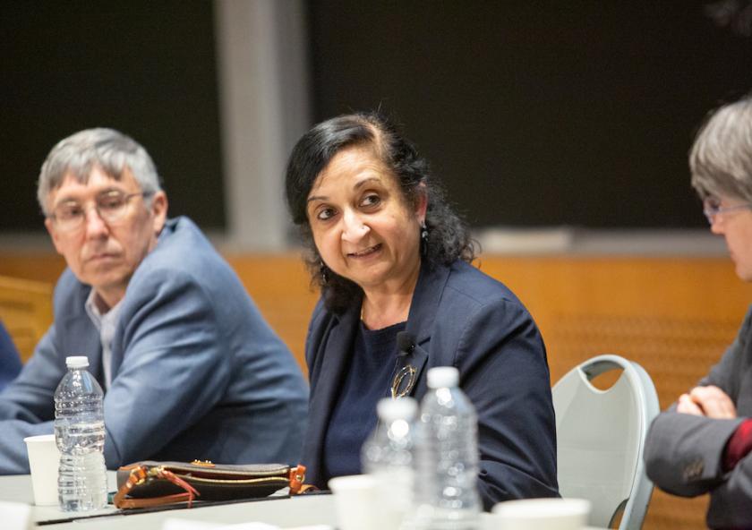 During the MIT Energy Initiative’s panel on energy innovation for a net-zero future, Senior Research Scientist Anuradha Annaswamy (center) and other speakers addressed areas where new or improved technologies or systems are neede...
During the MIT Energy Initiative’s panel on energy innovation for a net-zero future, Senior Research Scientist Anuradha Annaswamy (center) and other speakers addressed areas where new or improved technologies or systems are neede...