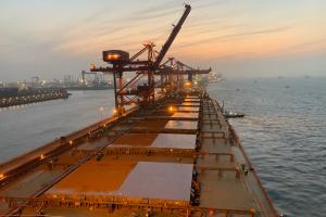 Pictured here is the Hedwig Oldendorff vessel at the Port of Taicang, China, prior to the start of the emission monitoring voyage. 