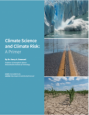 report cover featuring title and glacier, flooded road, and barren field