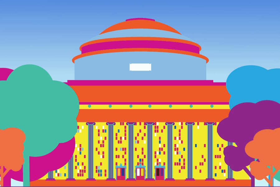 colorful moving gif of MIT dome