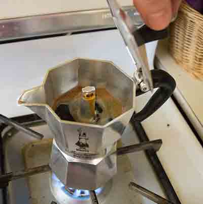 moka pot on stove