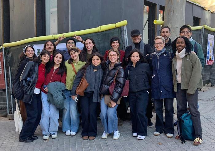 Kate Brown (front row, second from left), the Thomas M. Siebel Distinguished Professor in the History of Science, stands with her MISTI Global Classroom in Barcelona, Spain.