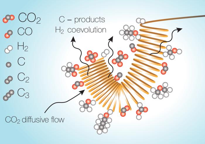 
              MIT researchers have identified a problem that tends to limit chemical processes for turning carbon dioxide into fuel or other useful chemicals — and ways of addressing that problem. 
              Image: Courtesy of the Varanas...