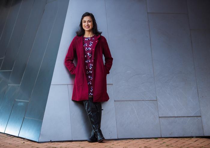 
              A passion for biomaterials inspires Eesha Khare, an MIT PhD candidate in materials science and engineering, to tackle climate change.
              Image: Gretchen Ertl
      