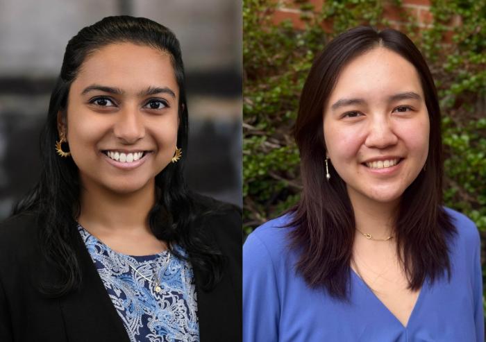 Mitali Chowdhury '24 (left) and Christina Kim '24