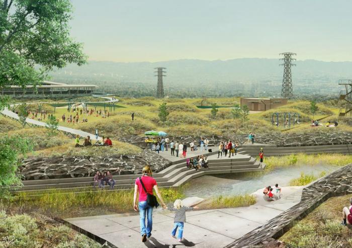 A rendering of Los Angeles depicts green space and wetlands as envisioned by the MIT team.Image: Jonah Susskind
