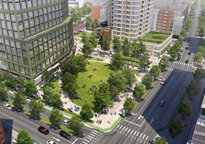 The community space of the Volpe plan pictured in MIT’s master plan.
Credit: Design Distill
The community space of the Volpe plan pictured in MIT’s master plan.
Credit: Design Distill