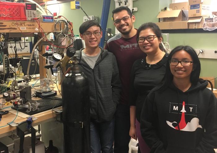 
              Members of the research team (left to right:) Zi Hao Foo, Omar Labban, Grace Goon, and Annetoinette Figueroa. 
              Photo courtesy of the researchers
      