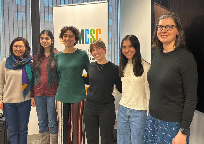 Manduhai Buyandelger (far left) and Lauren Bonilla (far right), with MIT students who went to Mongolia with Bonilla in January 2024.