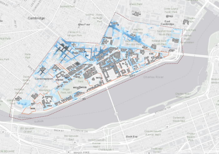               The Climate Resiliency dashboard enables the MIT community to understand projected potential risk to the campus from flooding and heat (heat to be added in 2021) under both today's climate and a future changed climate.          