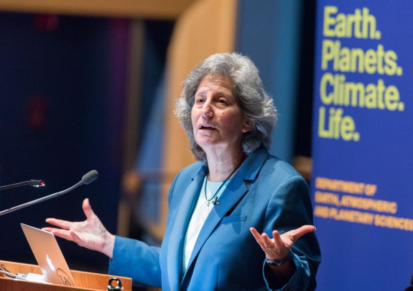 "Science is never sufficient to solve an environmental problem but it's always, always necessary," Susan Solomon said at the 7th annual John Carlson Lecture at the New England Aquarium.Photo: Vicki McKenna "Science is never sufficient to solve an environmental problem but it's always, always necessary," Susan Solomon said at the 7th annual John Carlson Lecture at the New England Aquarium.Photo: Vicki McKenna