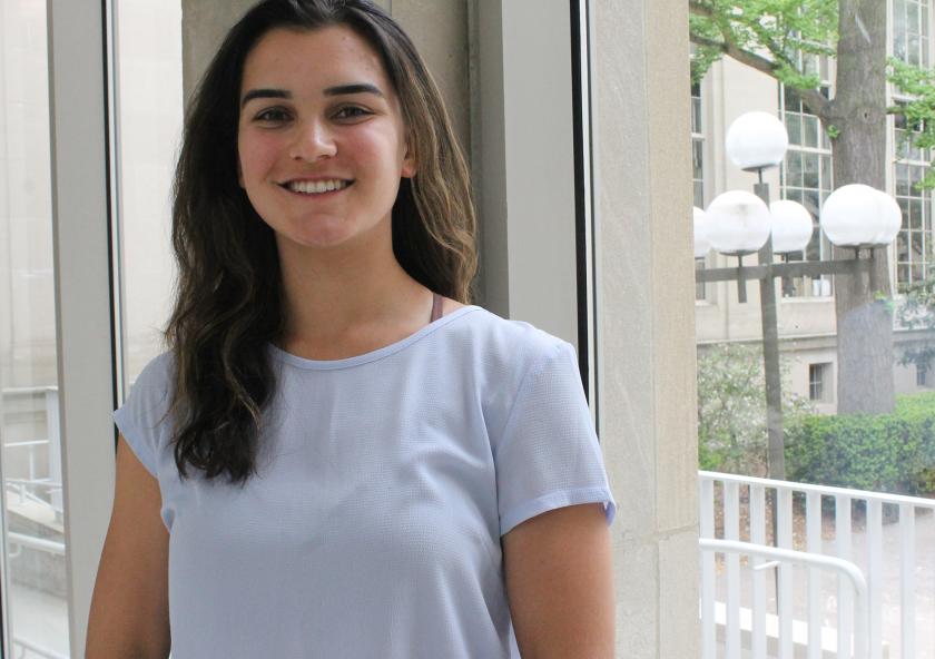 
              Arina Khotimsky ’23 graduated from MIT with a major in materials science and engineering, and minors in energy studies and in French.
              Photo: Lisa Hickler
      