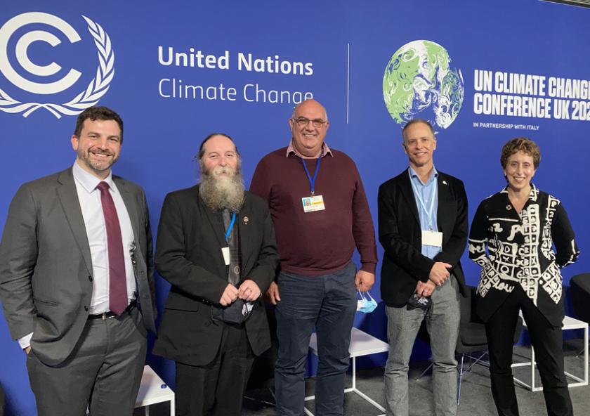 
              FACT Alliance members at COP26, left to right: Greg Sixt of J-WAFS, Pete Smith of the University of Aberdeen, Theo de Jager of the World Farmers Organization, John Furlow of Columbia University, and Diane Holdorf of the World Busines...