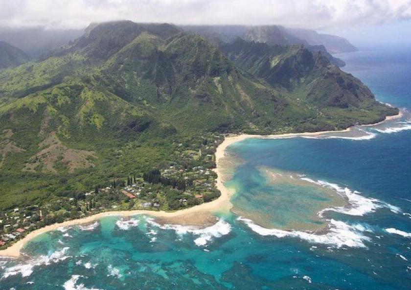Aerial view of the coastline of Kauai Island Photo: U.S. Geological Society