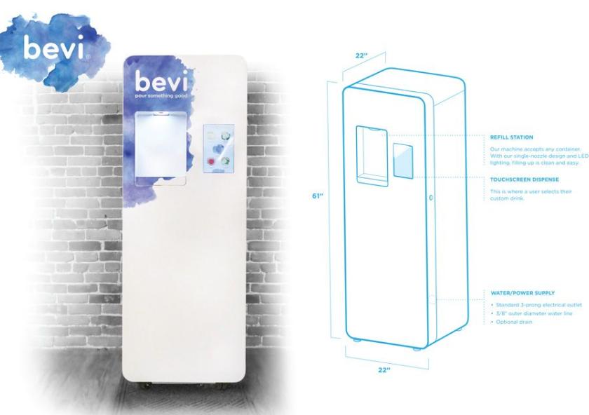 Bevi is a smart beverage-dispensing machine — made with high-quality components inspired by medical devices — that filters and adds carbonation and customizable flavors to tap water in offices, gyms, and hotels.
Courtesy of Bevi