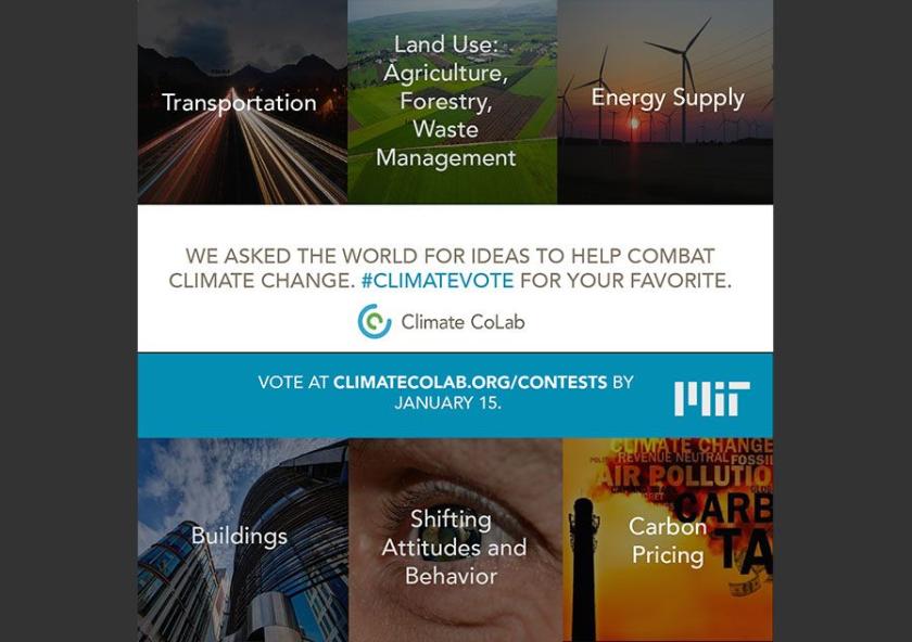 MIT's Climate CoLab seeks votes for climate change ideas, submitted in seven contests.Image courtesy of MIT Climate CoLab