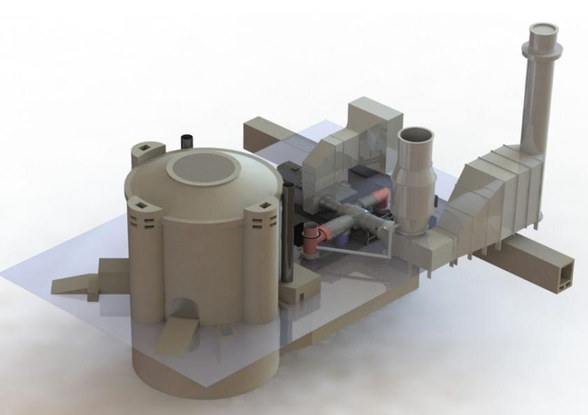 One proposed application of the firebrick-based thermal storage system is depicted in this hypothetical configuration, where it is coupled to a nuclear power plant to provide easily dispatchable power.
Courtesy of the researchers