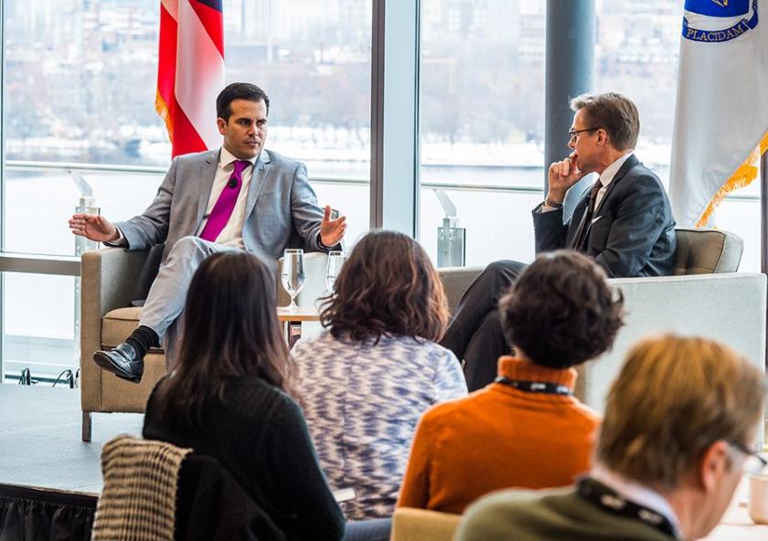 At the MIT Conference for the Resilient Reconstruction of the Caribbean, Puerto Rico’s governor, Ricardo Rosselló ’01 (left), described the devastation of recent hurricanes and discussed opportunities for collaboration on resilient rebuilding...