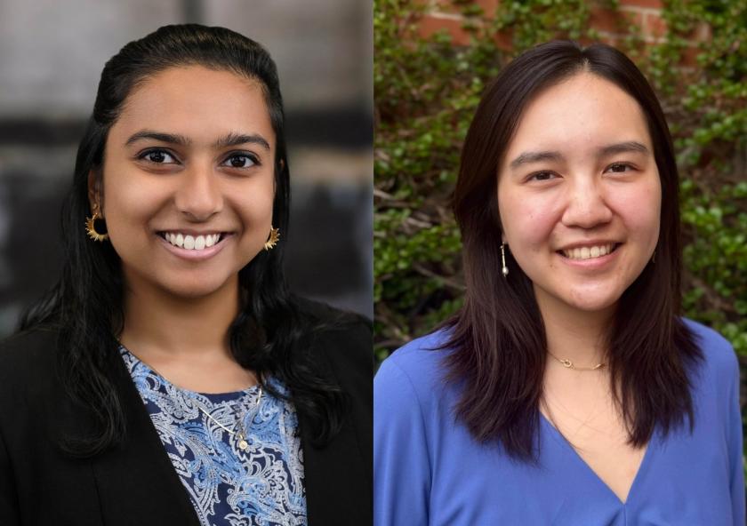 Mitali Chowdhury '24 (left) and Christina Kim '24