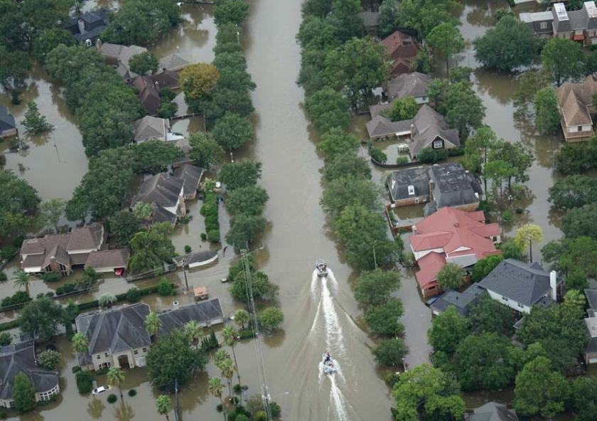 “You’re rolling the dice every year,” says professor Kerry Emanuel. “And we believe the odds of a flood like Harvey are changing.” Pictured is an aerial view of Houston during the Hurricane Harvey flooding. 
