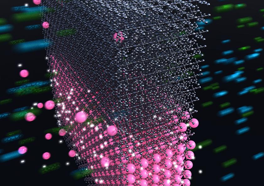 
              Separation of 85Kr from spent nuclear fuel by a highly selective metal organic framework. 
              Image: Mike Gipple/NETL
      