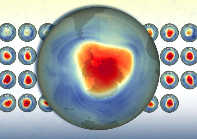 An MIT-led study confirms the Antarctic ozone layer is healing as a direct result of global efforts to reduce ozone-depleting substances. Foreground image of the ozone layer is from Sept. 28, 2024. An MIT-led study confirms the Antarctic ozone layer is healing as a direct result of global efforts to reduce ozone-depleting substances. Foreground image of the ozone layer is from Sept. 28, 2024.