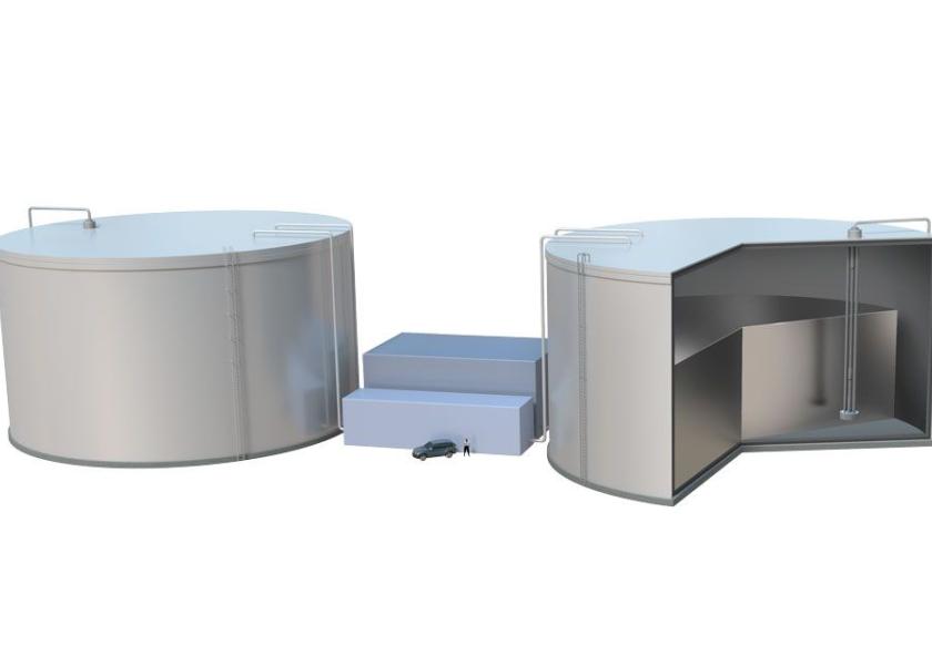 MIT researchers propose a concept for a renewable storage system, pictured here, that would store solar and wind energy in the form of white-hot liquid silicon, stored in heavily insulated tanks.Image: Duncan MacGruer