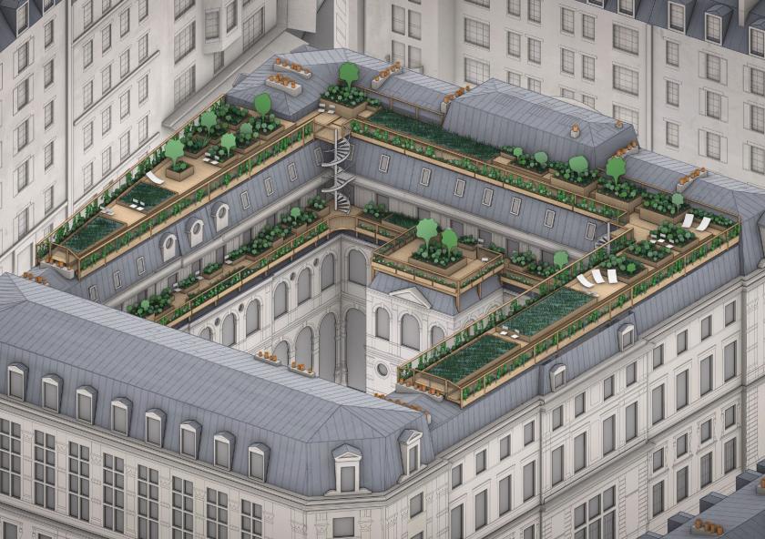 Roofscapes, a startup founded by three MIT students, is planning to build greenspaces on pitched roofs in Paris to decrease temperatures, improve quality of life, and boost climate resilience. Pictured is a rendering of an ongoin... 
              Roofscapes, a startup founded by three MIT students, is planning to build greenspaces on pitched roofs in Paris to decrease temperatures, improve quality of life, and boost climate resilience. Pictured is a rendering of an ongoin...