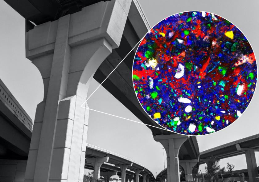 
              The high temporal and spatial resolution Raman imaging technique opens opportunities to answer millennia-old questions regarding cement chemistry. This high-resolution Raman image shows the hydration of alite (white) forming C-S-...