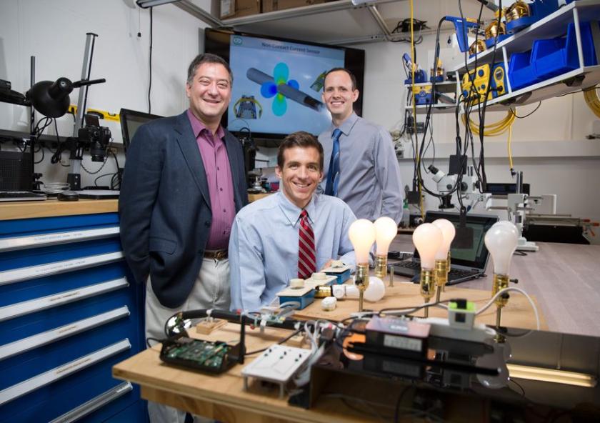 (From left) MIT Professor of Electrical Engineering Steven Leeb, graduate student John Donnal, and electrical engineer and consultant Jim Paris PhD ’13