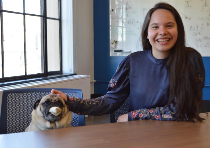 As the first student to declare the Course 1-12 (Climate System Science and Engineering) major, senior Ananda Santos Figueiredo has enjoyed the interdisciplinary structure of the program — and found unexpected joy in the companionship of Course 1's head cheerleader, Winston the pug.
