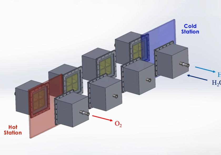 
              MIT engineers have developed a design for a system that efficiently harnesses the sun’s heat to split water and generate hydrogen.
              Credit: Courtesy of the researchers
      