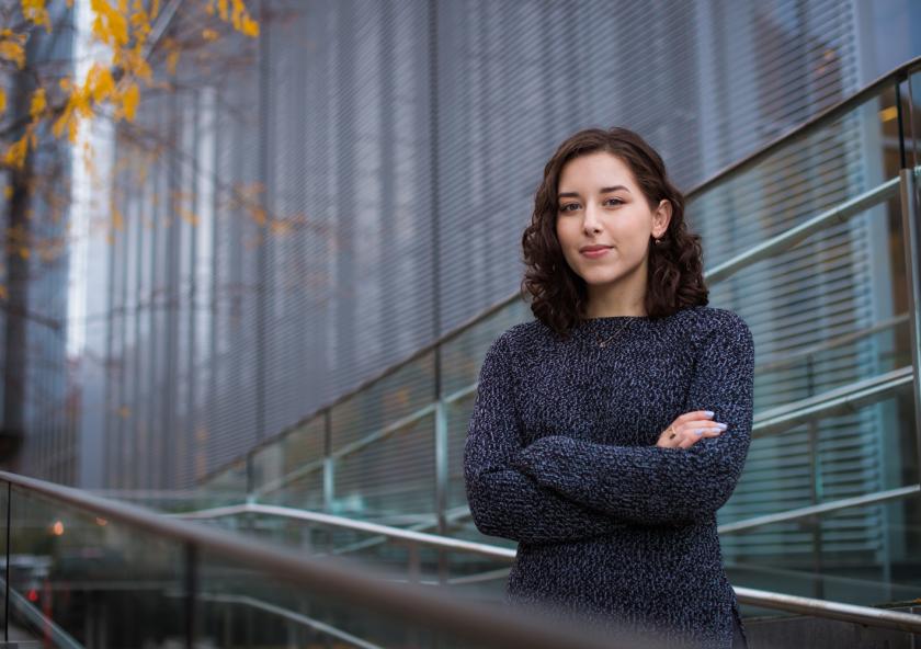 Alana Sanchez is an MIT senior majoring in physics with a focus on astronomy.
Photo: Gretchen Ertl
Alana Sanchez is an MIT senior majoring in physics with a focus on astronomy.
Photo: Gretchen Ertl