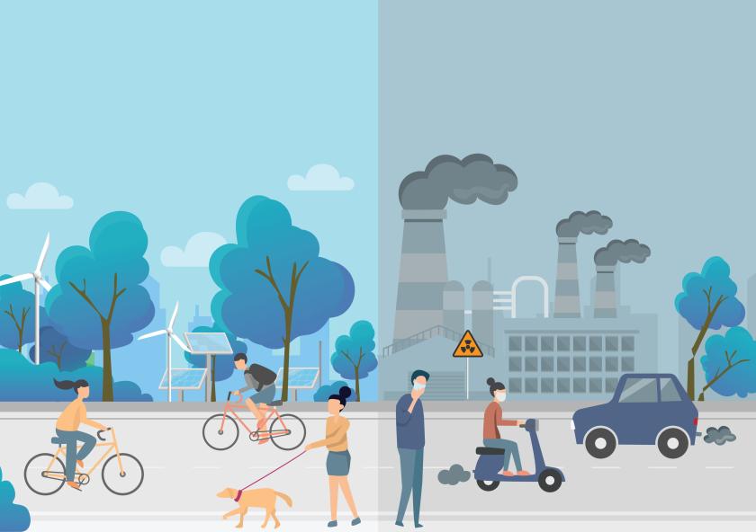MIT researchers found that industry’s actions to shrink their carbon footprint — like buying renewable electricity or reducing air travel — can both cut CO₂ emissions but have very different impacts on overall air quality.