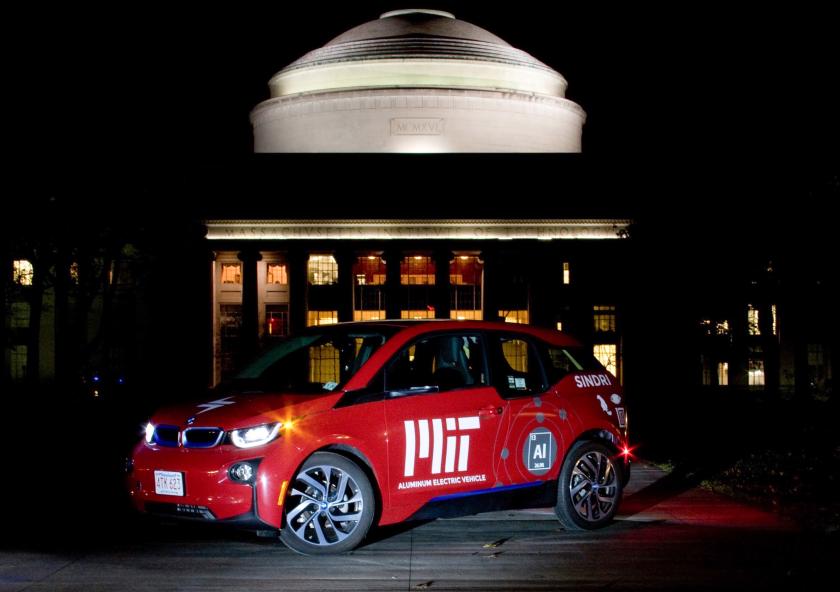 MIT engineers have developed a new aluminum-based process to produce hydrogen gas, that they are testing on a variety of applications, including an aluminum-powered electric vehicle, pictured here.